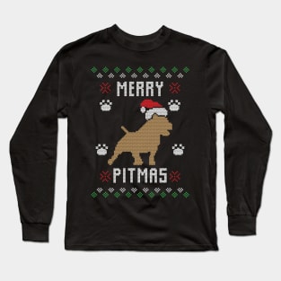 Merry Pitmas Funny Pitbull Ugly Christmas Sweater Gift Long Sleeve T-Shirt